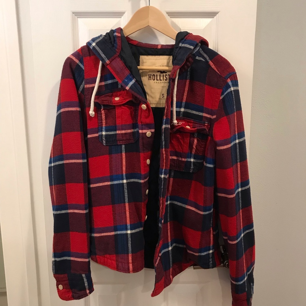 Hollister Puffy Flannel Hoodie